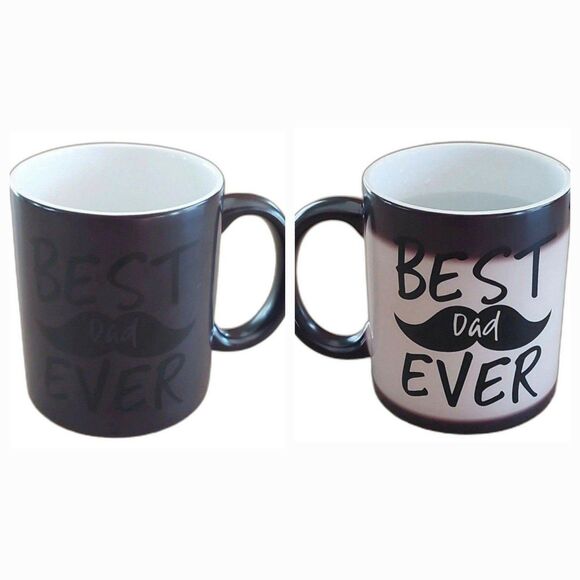 Best Dad Ever Mustache Ceramic Mug Heat Changing Father's Day Gift - Picture 1 of 7